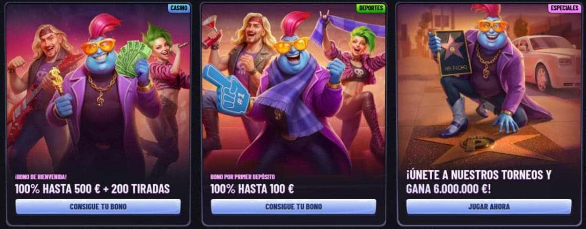Mr Pacho promociones: cashback, recargas y Bonus Crab image 1